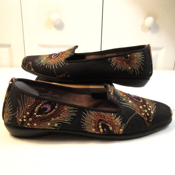 Women's Aerosoles Betunia Black Metal Feather Slip-On Shoes US Size 8 - Picture 3 of 7